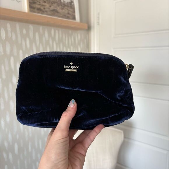Kate Spade Midnight Blue Velvet Clutch - Picture 1 of 4